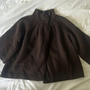 On Hold! || Cropped Brown Button-Up Cape